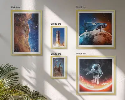 Gallery wall space travel of the galaxy print