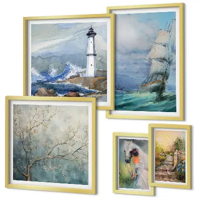 Set of 5 wall art pieces Sea adventures and landscapes