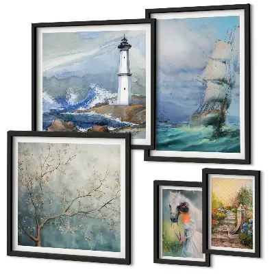 Set of 5 wall art pieces Sea adventures and landscapes