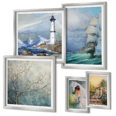 Set of 5 wall art pieces Sea adventures and landscapes