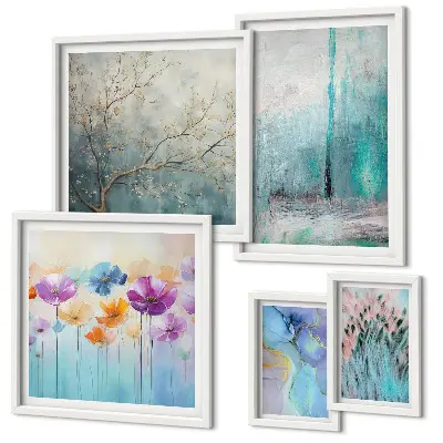 Gallery wall Abstract landscapes flowers