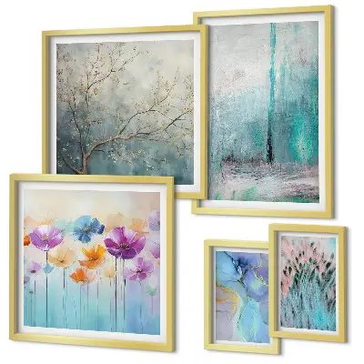Gallery wall Abstract landscapes flowers