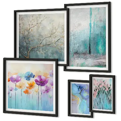 Gallery wall Abstract landscapes flowers