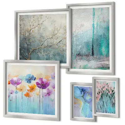 Gallery wall Abstract landscapes flowers