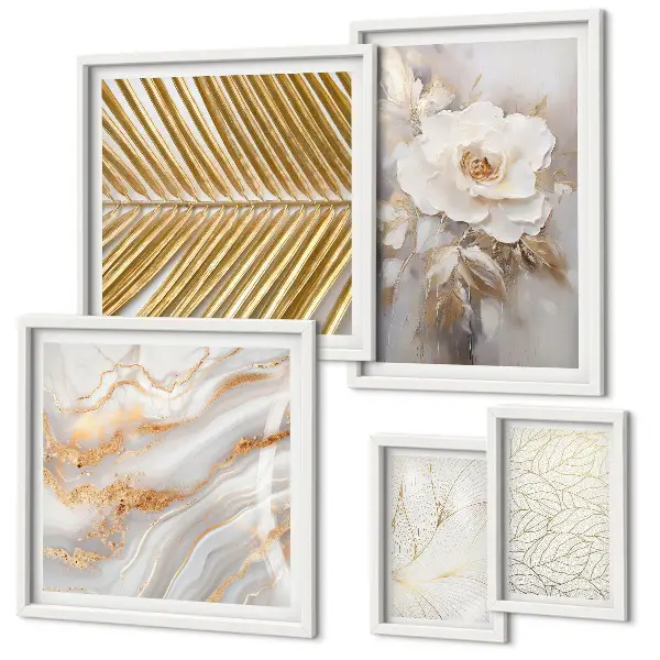 Set of 5 wall art pieces Stylish floral motifs