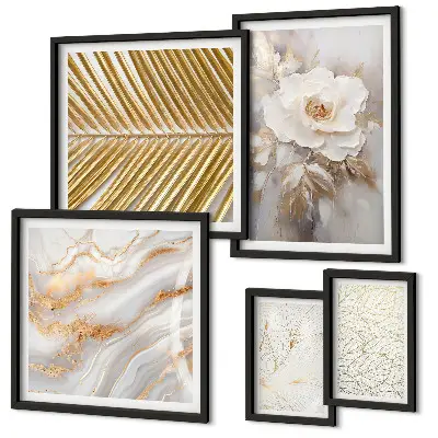 Set of 5 wall art pieces Stylish floral motifs