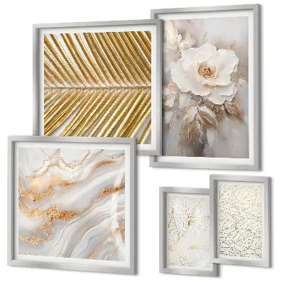Set of 5 wall art pieces Stylish floral motifs