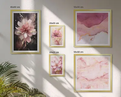 Set of 5 wall art pieces Pink floral arrangements