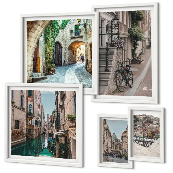 Gallery wall Charming streets with bicycles