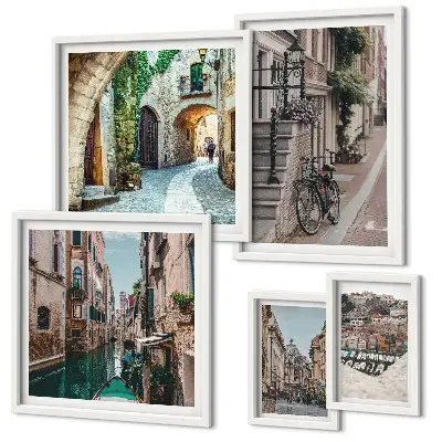 Gallery wall Charming streets with bicycles