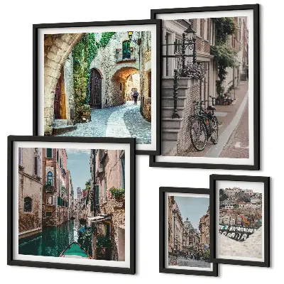 Gallery wall Charming streets with bicycles