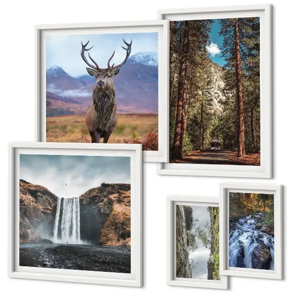Set of 5 wall art pieces Landscapes waterfalls nature
