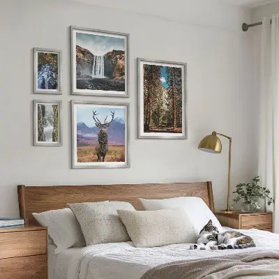 Wall art set of 5 waterfalls and nature landscapes