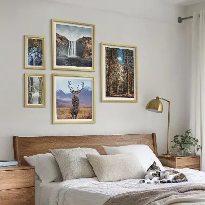 Wall art set of 5 waterfalls and nature landscapes