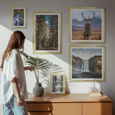 Set of 5 wall art pieces Landscapes waterfalls nature