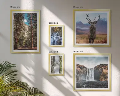 Wall art set of 5 waterfalls and nature landscapes