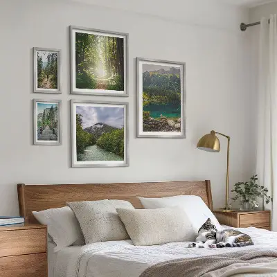 Framed photo set Mountain landscapes and forest trails