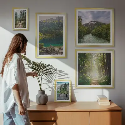 Framed photo set Mountain landscapes and forest trails