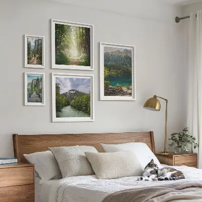 Framed photo set Mountain landscapes and forest trails