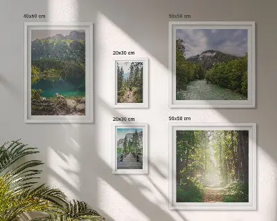 Framed photo set Mountain landscapes and forest trails
