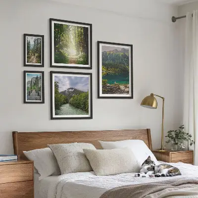 Framed photo set Mountain landscapes and forest trails