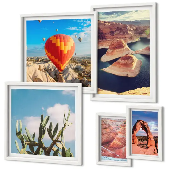 Set of 5 wall art pieces Mountain landscapes and waters