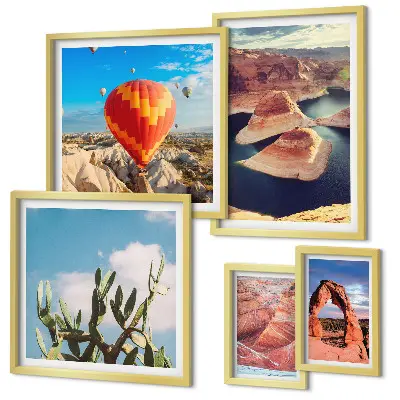 Set of 5 wall art pieces Mountain landscapes and waters