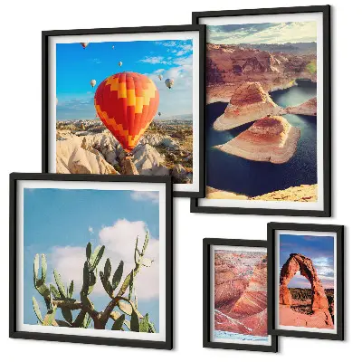 Set of 5 wall art pieces Mountain landscapes and waters