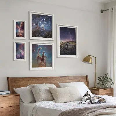 Gallery wall Cosmic landscapes of galaxies