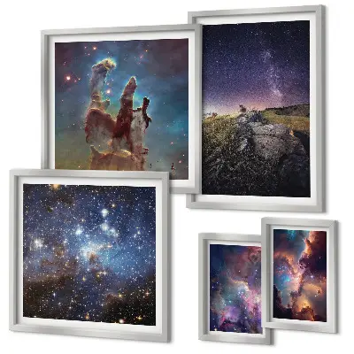 Gallery wall Cosmic landscapes of galaxies