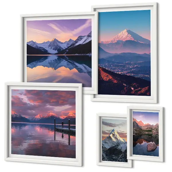 Set of 5 wall art pieces featuring picturesque mountain peaks