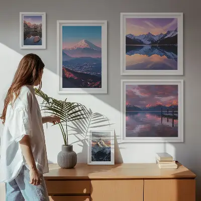 Set of 5 wall art pieces Mountain views, picturesque peaks