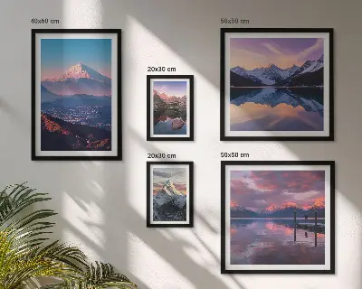 Set of 5 wall art pieces Mountain views, picturesque peaks