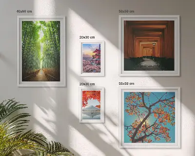 Framed photo set Landscapes of Japan bamboo flowers