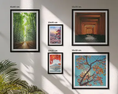 Framed photo set Landscapes of Japan bamboo flowers