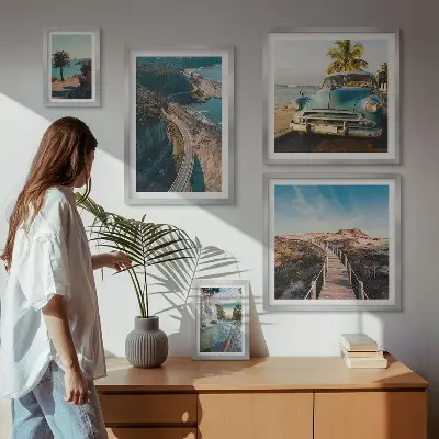 Set of 5 wall art pieces Landscapes travel cars nature