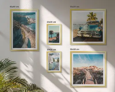Set of 5 wall art pieces Landscapes travel cars nature