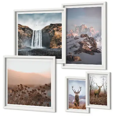 Gallery wall mountain landscapes with wild animals