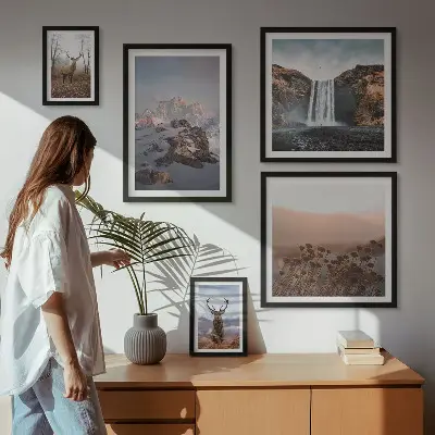 Gallery wall mountain landscapes with wild animals