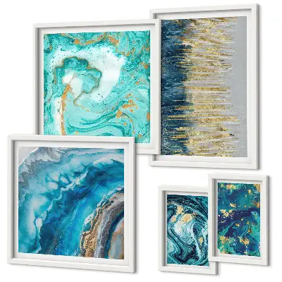 Framed photo set Abstract blue compositions