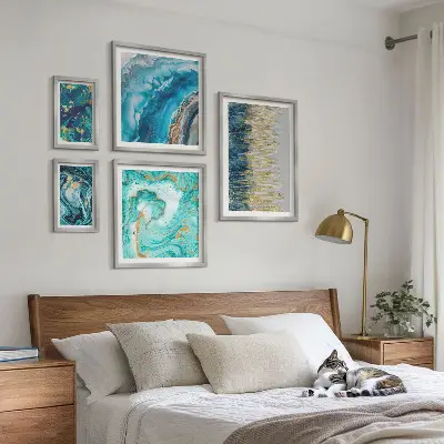 Framed photo set Abstract blue compositions