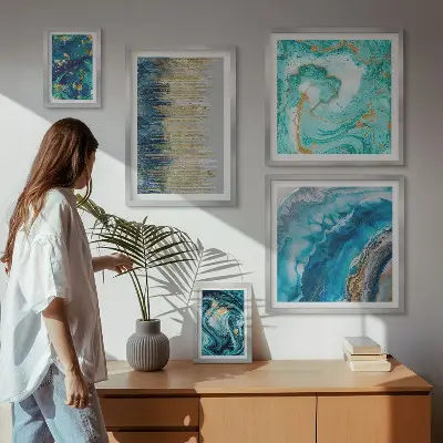 Framed photo set Abstract blue compositions