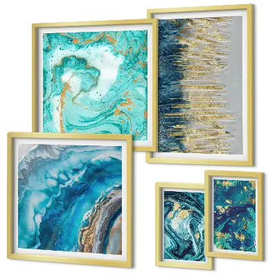 Framed photo set Abstract blue compositions