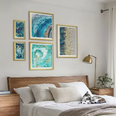 Framed photo set Abstract blue compositions