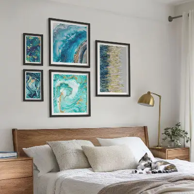 Framed photo set Abstract blue compositions