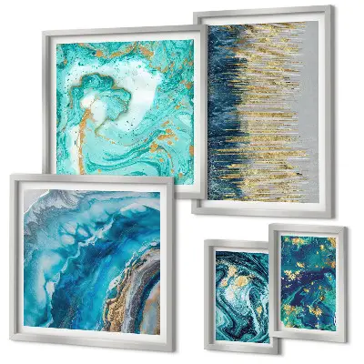 Framed photo set Abstract blue compositions