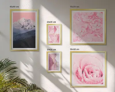 Set of 5 wall art pieces Pink landscapes modern flowers