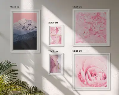 Pink landscape and flower wall art set set of 5 pieces