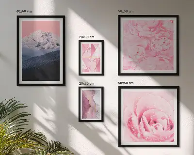 Set of 5 wall art pieces Pink landscapes modern flowers