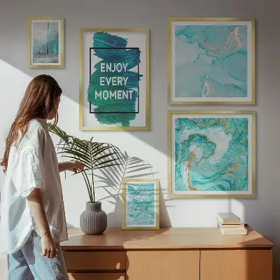 Framed photo set Abstract compositions with inscriptions
